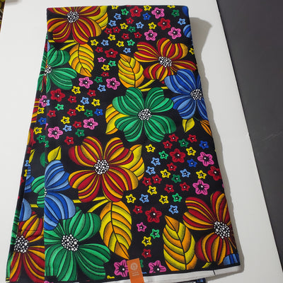 Black, Blue and Pink African Ankara Fabric