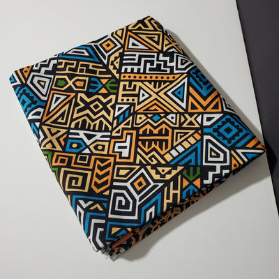 Peach and Teal Multicolor African Ankara Fabric