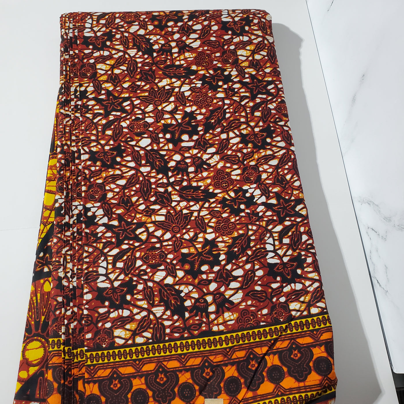 Brown and Orange African Ankara Print Fabric