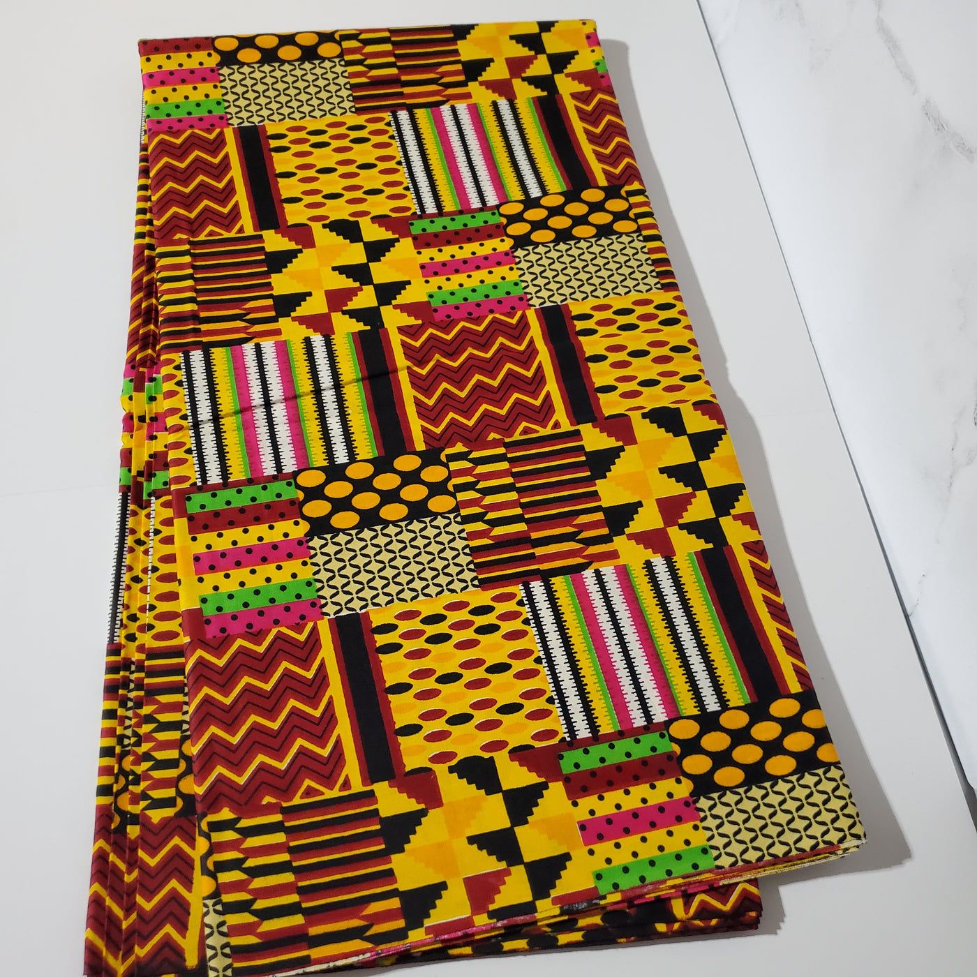 Yellow Kente Patchwork Ankara Fabric