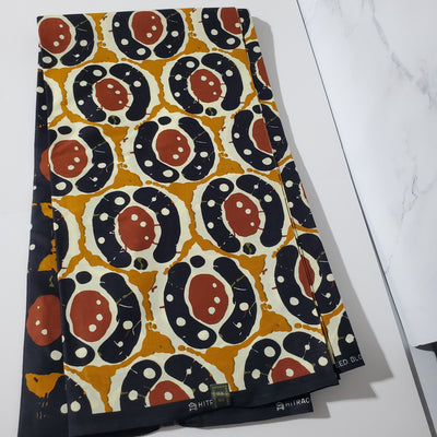Cream and Brown African Ankara Print Fabric