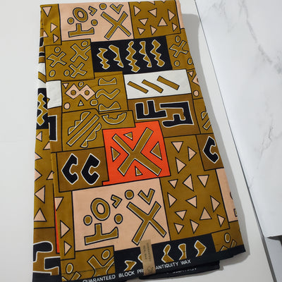 Gold Tribal African Ankara Fabric