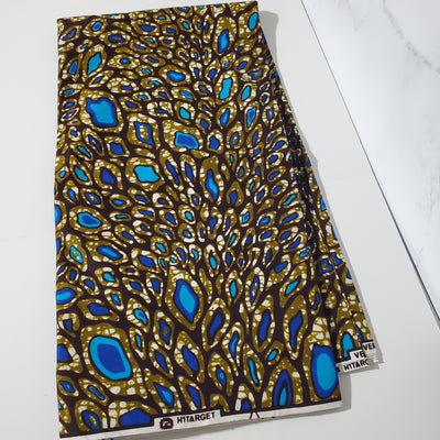 Brown And Blue African Ankara Print Fabric