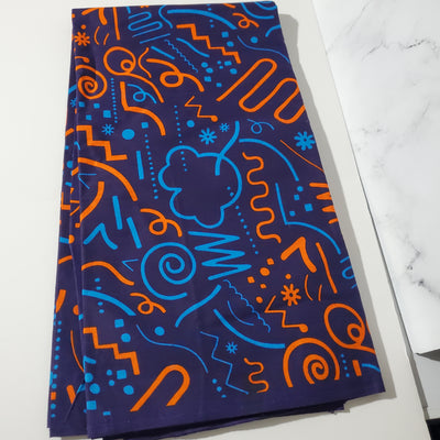Purple and Orange Ankara Print Fabric, ACS0068