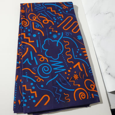 Purple and Orange Ankara Print Fabric, ACS0068