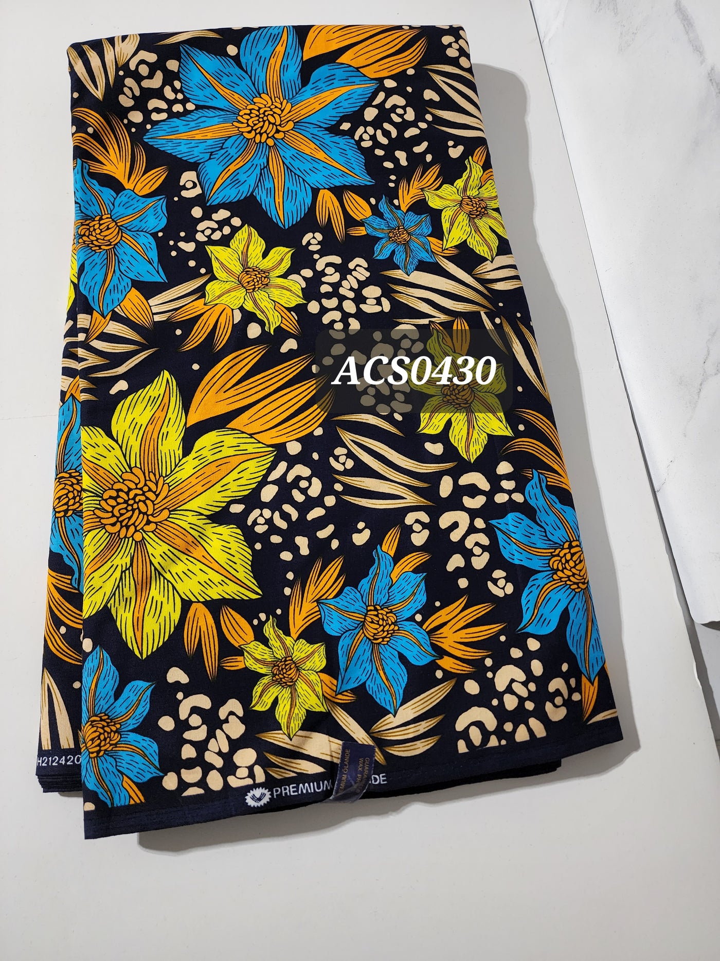 Navy and Yellow Ankara Fabric, ACS0430