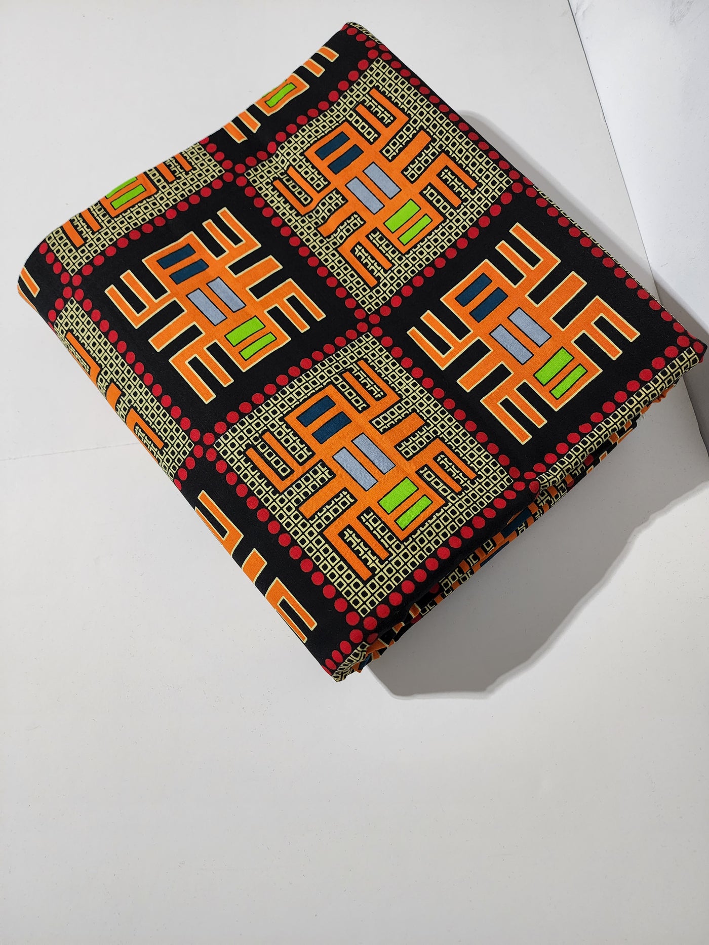 Black and Orange Tribal African Ankara Fabric