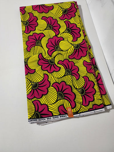 Yellow and Pink African Ankara Fabric