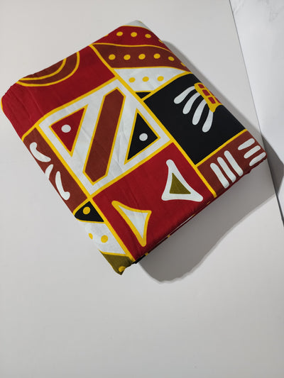 Red, Black and Gold Tribal African Ankara Fabric