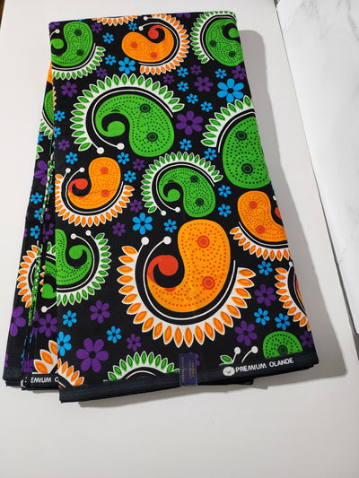 Black and Green African Ankara Fabric