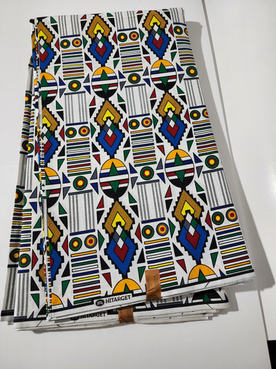 White  and Black Ankara Print Fabric, ACS0018