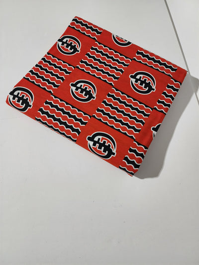 Red and Black Motif Ankara Print Fabric, ACS0017