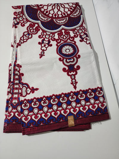 White Dashiki Ankara Print Fabric, ACS0011