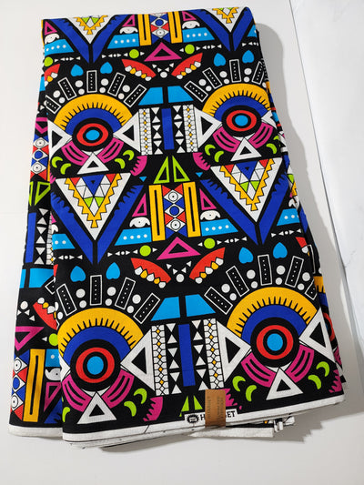 Black and Blue Tribal African Ankara Fabric