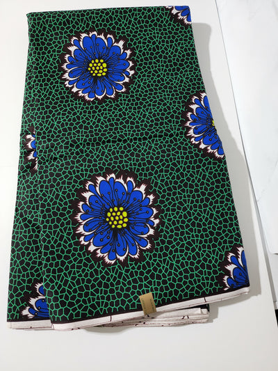 Green And Blue African Ankara Print Fabric