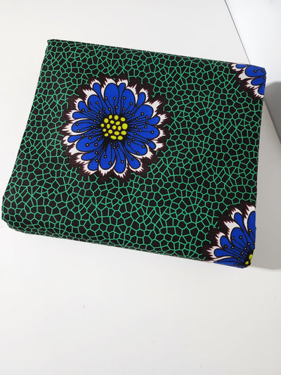 Green And Blue African Ankara Print Fabric