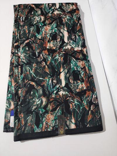 Green and Black Ankara Print Fabric, ACS0007