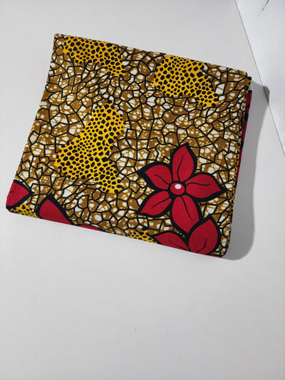 Brown and Red Ankara Print Fabric, ACS0061