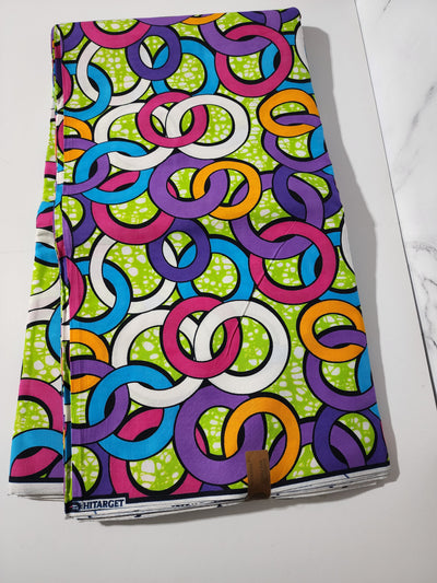 White and Purple Ankara Print Fabric, ACS0057