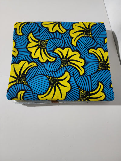 Blue and Yellow Ankara Print Fabric, ACS0051