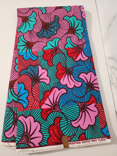 Pink and Green Ankara Print Fabric, ACS0066