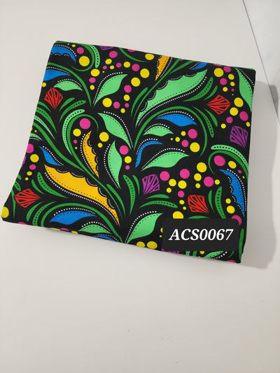 Black and Green Ankara Print Fabric, ACS0067