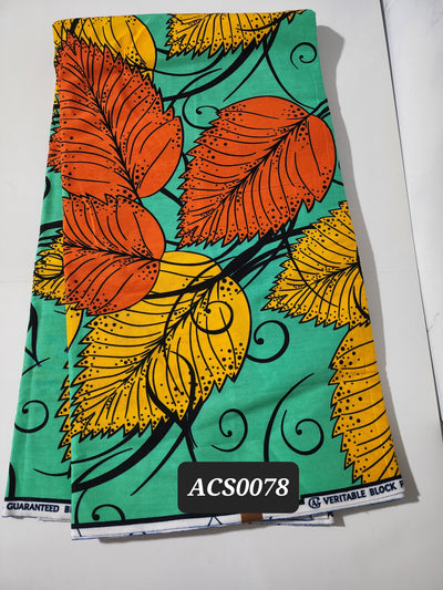 Green and Orange Ankara Print Fabric, ACS0078
