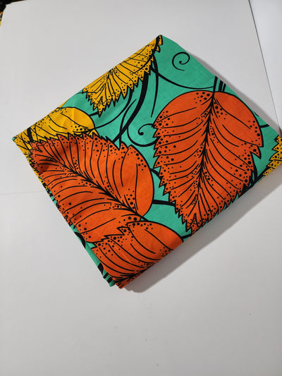 Green and Orange Ankara Print Fabric, ACS0078