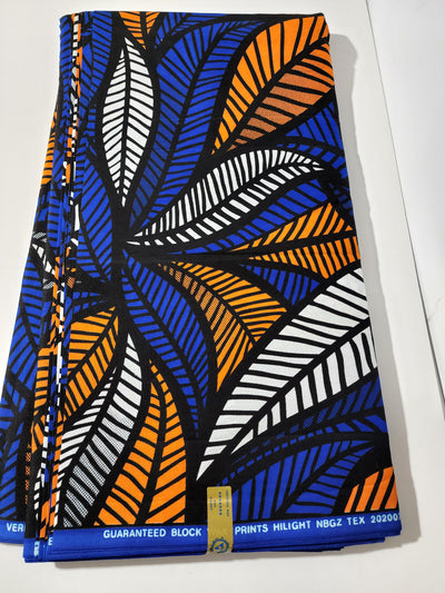 Blue and Orange Ankara Print Fabric, ACS0072
