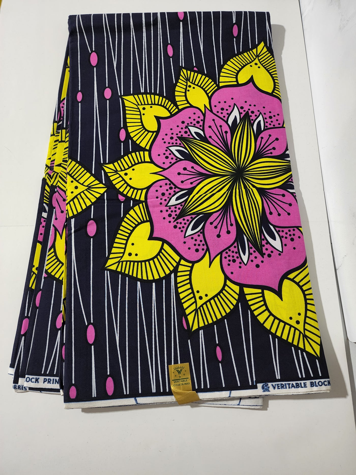 Navy and Pink Ankara Print Fabric, ACS0069
