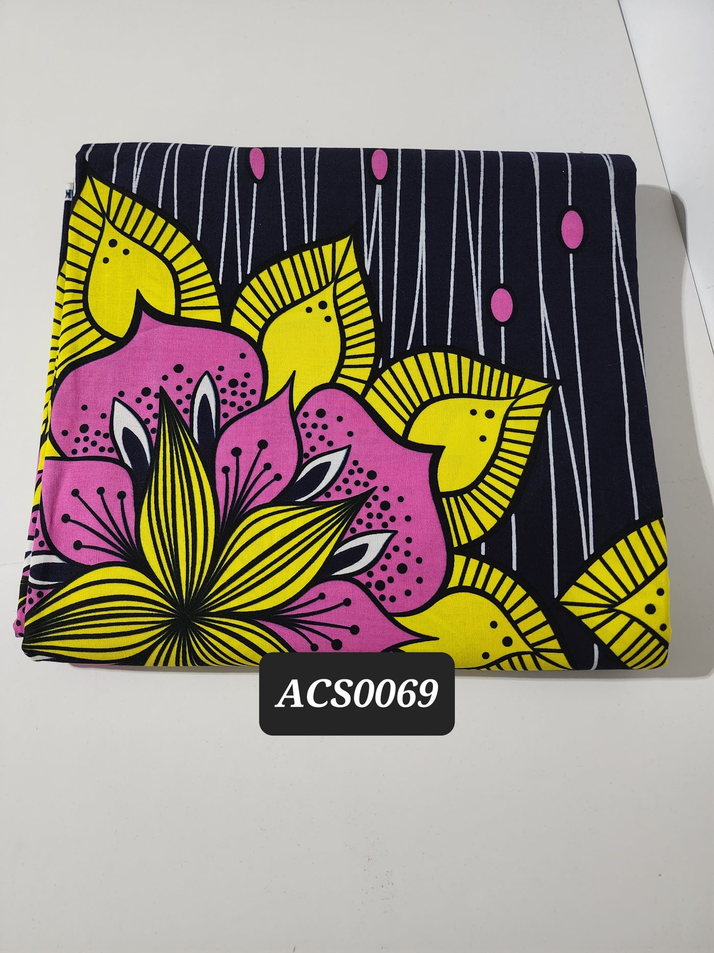 Navy and Pink Ankara Print Fabric, ACS0069