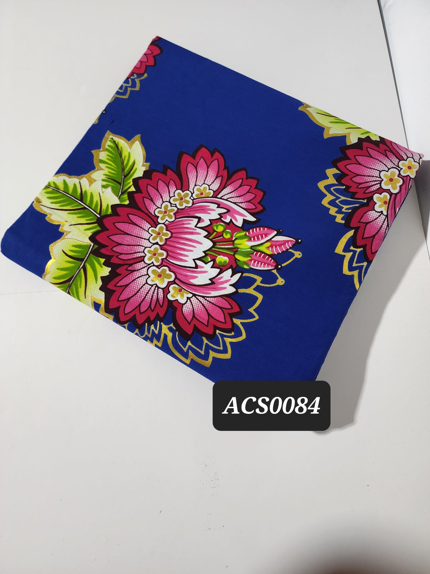 Blue and Pink Java Gold Ankara Fabric, ACS0084