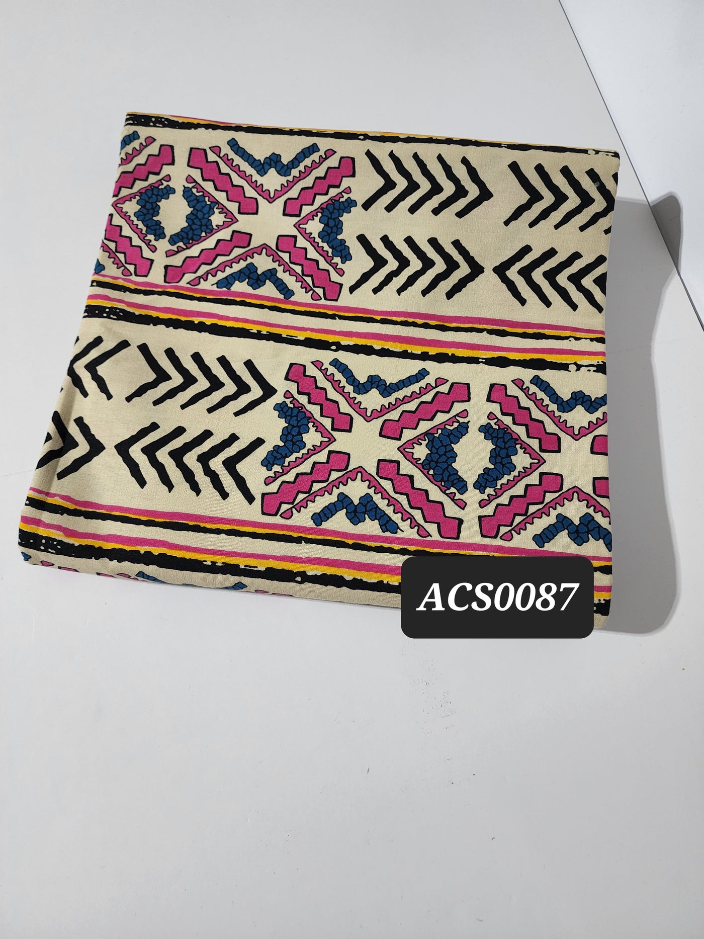 Cream and Pink Tribal Fabric, ACS0087
