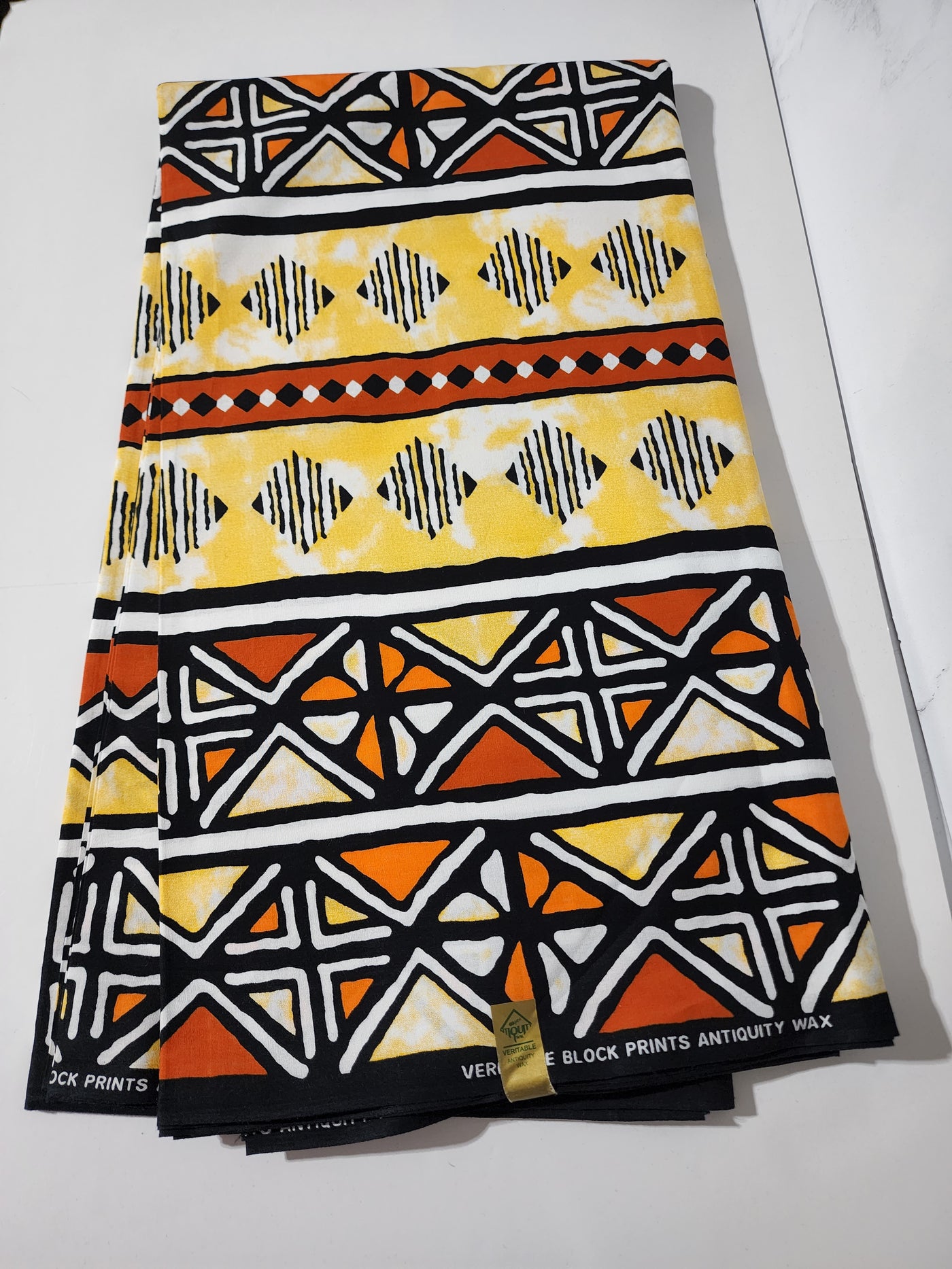 Cream and Yellow Tribal Fabric, ACS0088