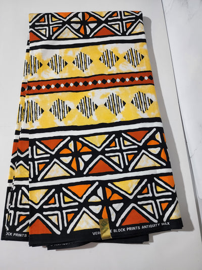 Cream and Yellow Tribal Fabric, ACS0088