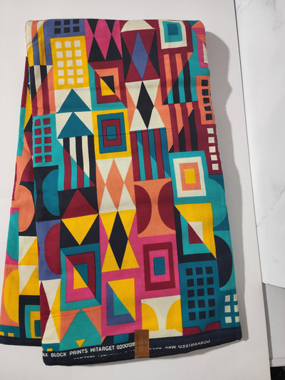 Geometric Multicolor African Ankara Fabric, ACS0093