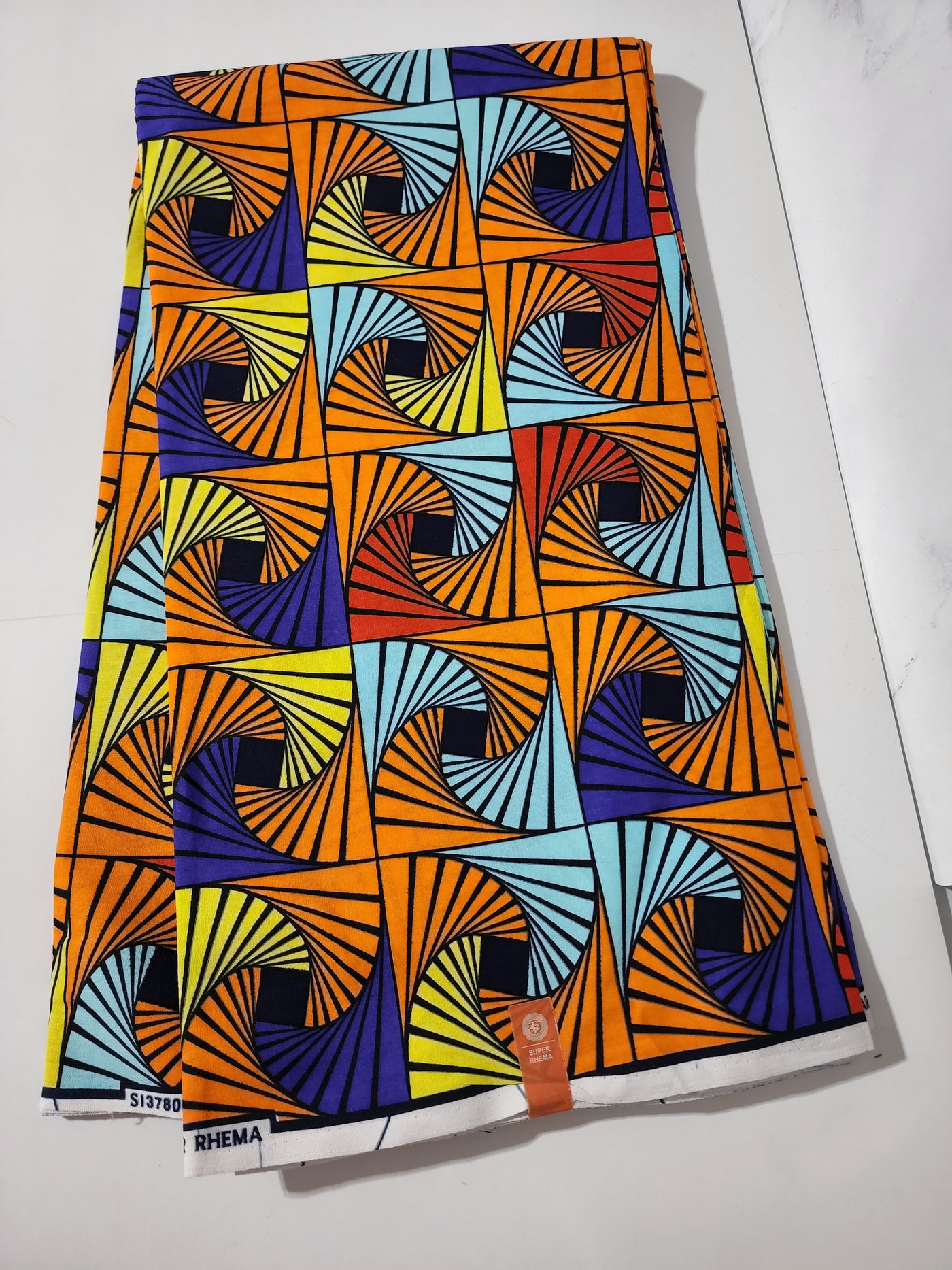 Orange and Blue Ankara Fabric, ACS0156