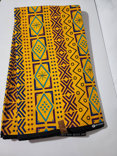 Yellow and Purple Ankara Tribal Fabric, ACS0098