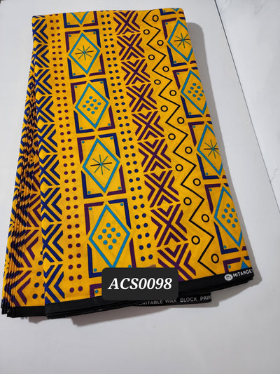 Yellow and Purple Ankara Tribal Fabric, ACS0098
