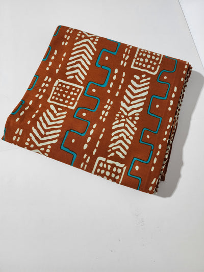 Burnt Orange Ankara Tribal Fabric, ACS0096