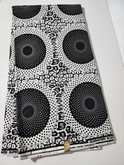 Black and White Ankara Fabric, ACS0177