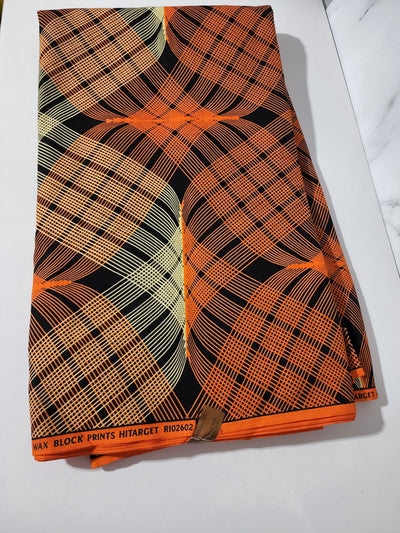 Orange and Black Ankara Fabric, ACS0104