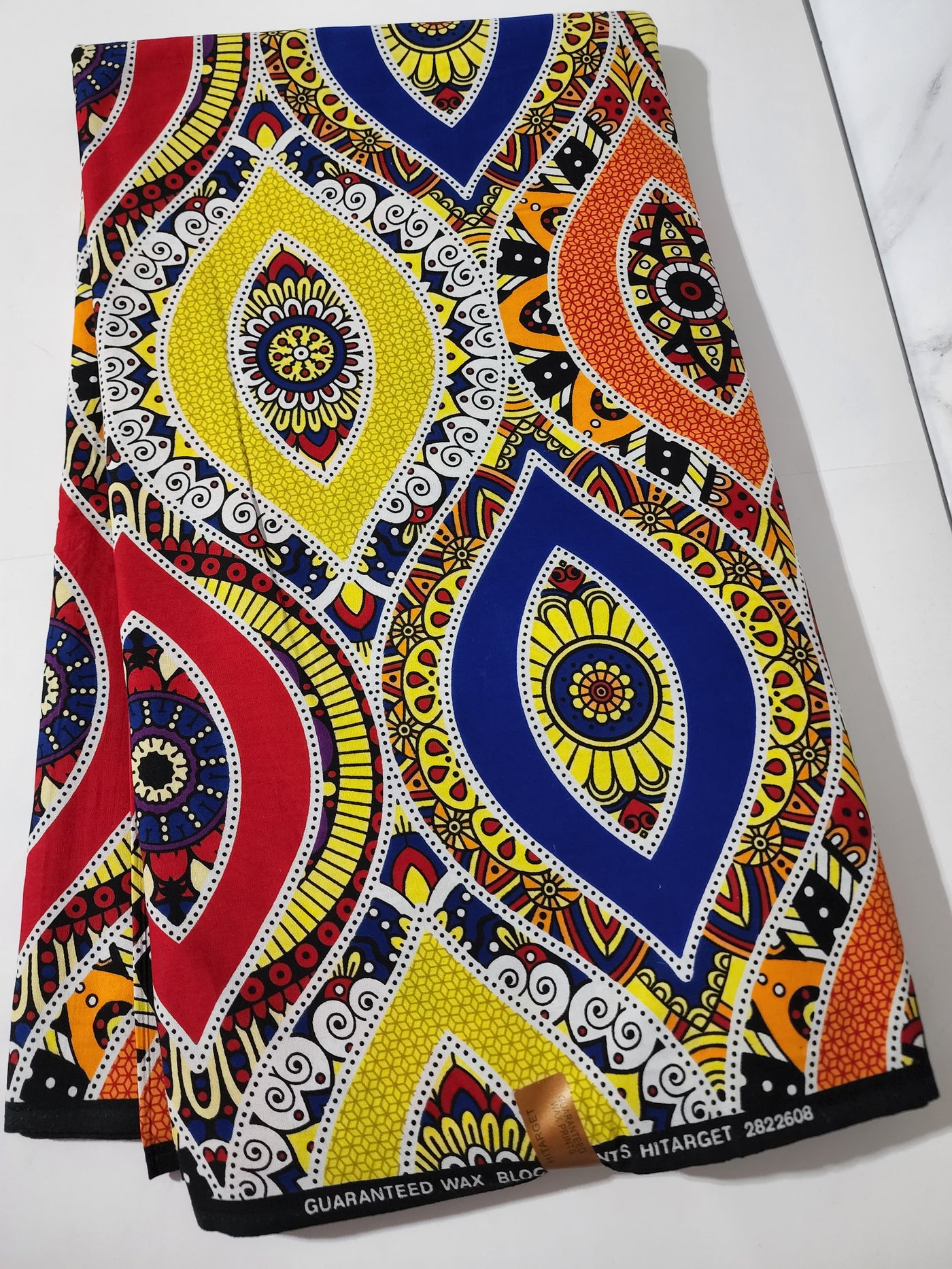 Yellow and Royalblue Ankara Print Fabric, ACS0107