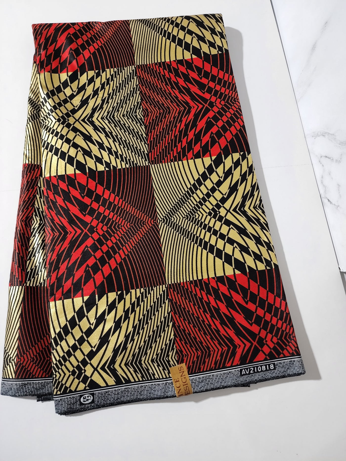 Red Java Gold Ankara Fabric, ACS0117