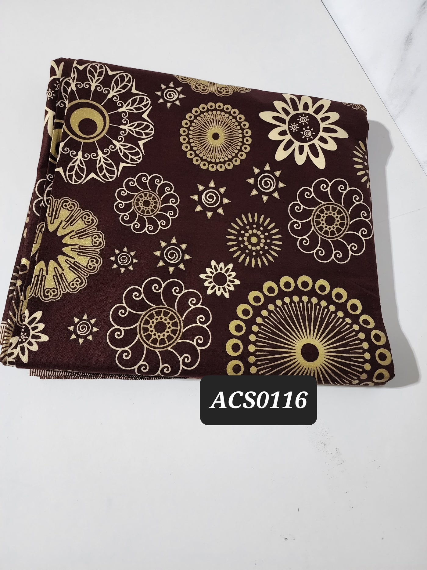 Wine Java Gold Ankara Fabric, ACS0116