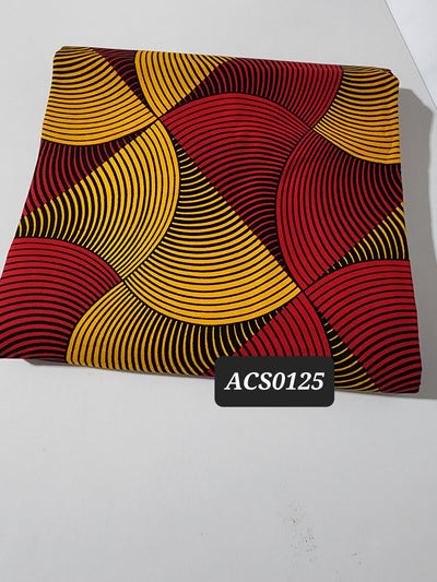 Yellow and Red Ankara Fabric, ACS0125