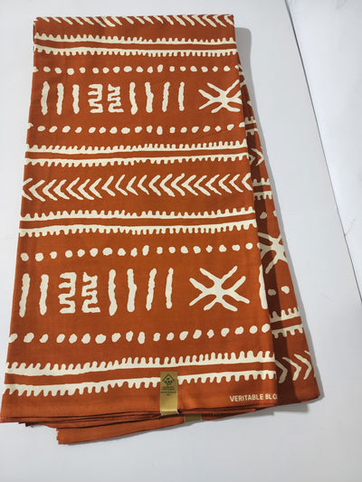 Burnt Orange Ankara Tribal Fabric, ACS0122