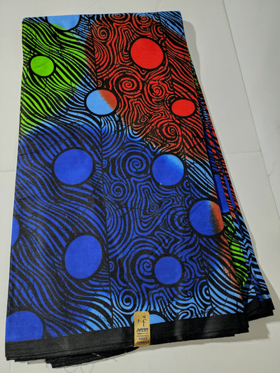 Blue and Red Ankara Fabric, ACS0136