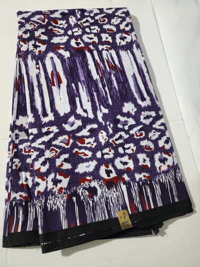Purple and White Ankara Fabric, ACS0135