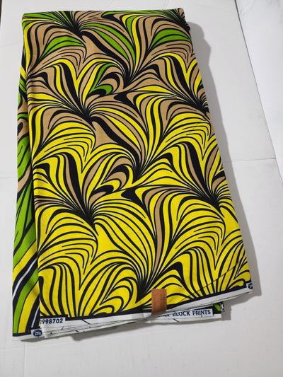 Yellow, Green and Black Ankara Fabric, ACS0131